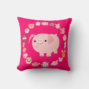 Cute Tecknad Grisar Mandala Pillow Fodral Kudde