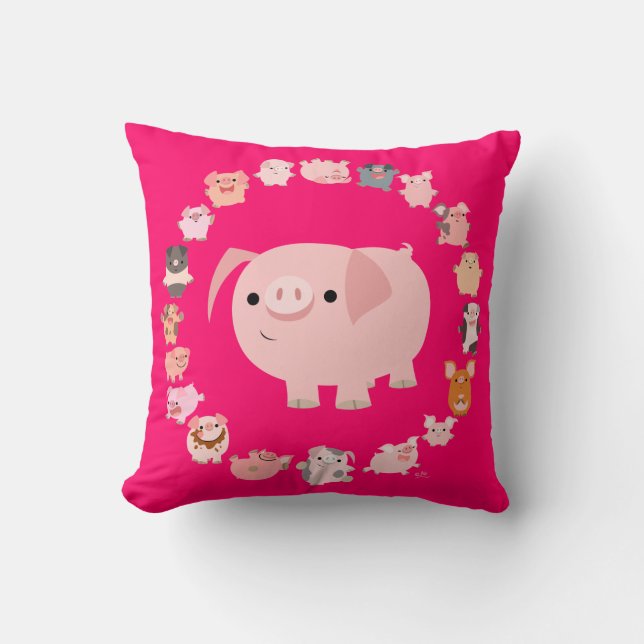 Cute Tecknad Grisar Mandala Pillow Fodral Kudde (Framsida)