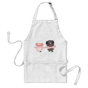 Cute Tecknad Grisar på en Walk Apron Förkläde