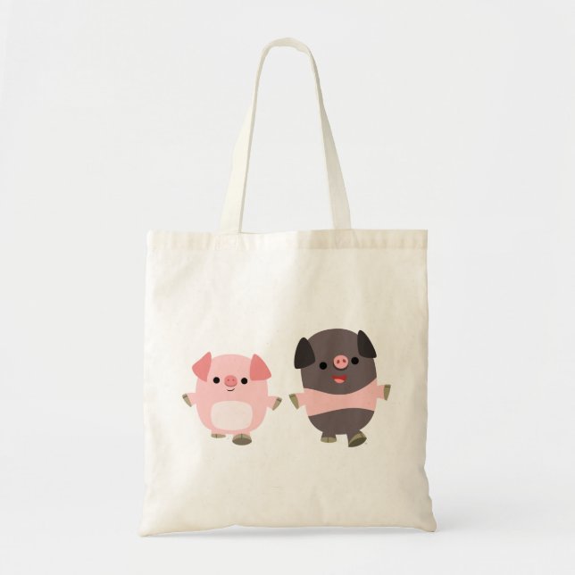 Cute Tecknad Grisar på en Walk Bag Tygkasse (Framsidan)