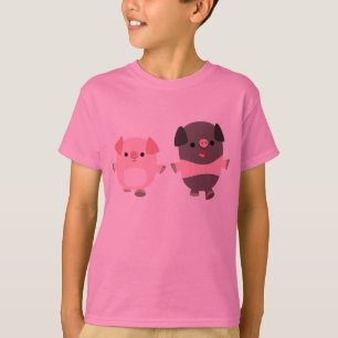 Cute Tecknad Grisar på en Walk Children T-Shirt