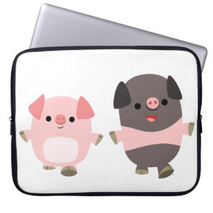 Cute Tecknad Grisar på en Walk Laptop sleeve