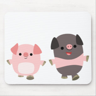 Cute Tecknad Grisar på en Walk Mousepad Musmatta