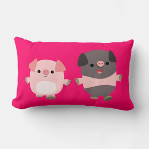 Cute Tecknad Grisar på en Walk Pillow Lumbarkudde