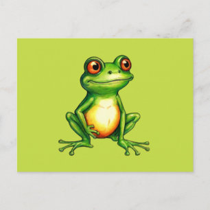 Cute Tecknad Grönt Frog vykort