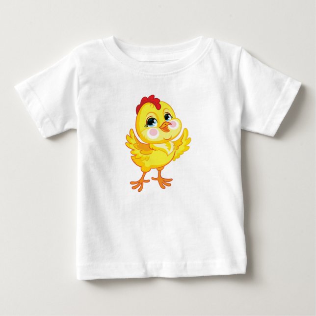 Cute tecknad gult-kyckling t shirt (Framsida)