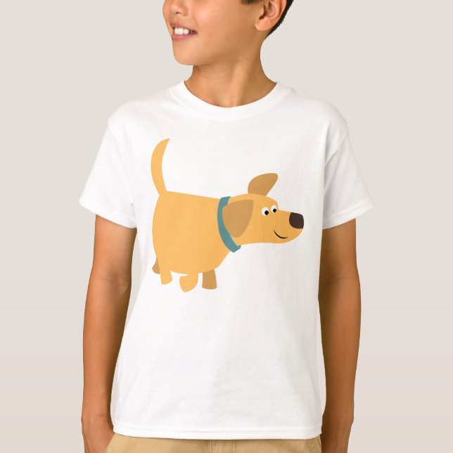 Cute Tecknad Gult Labrador Children T-Shirt (Framsida)