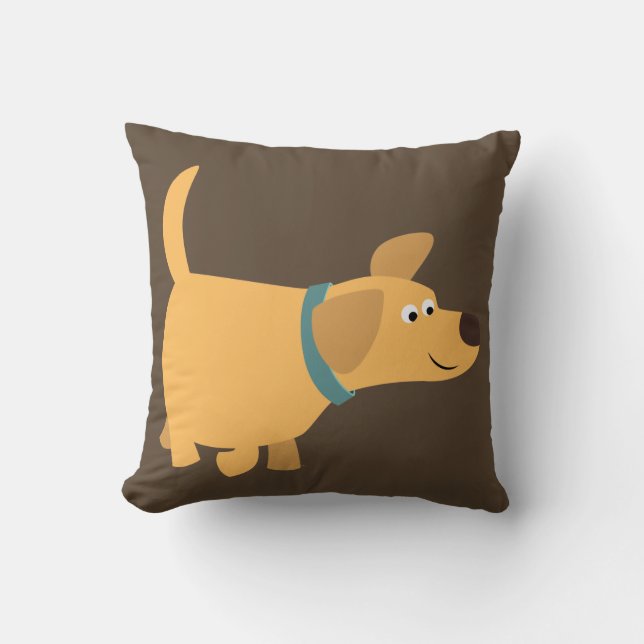 Cute Tecknad Gult Labrador Pillow Kudde (Framsida)