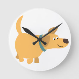 Cute Tecknad Gult Labrador Wall Clock Rund Klocka