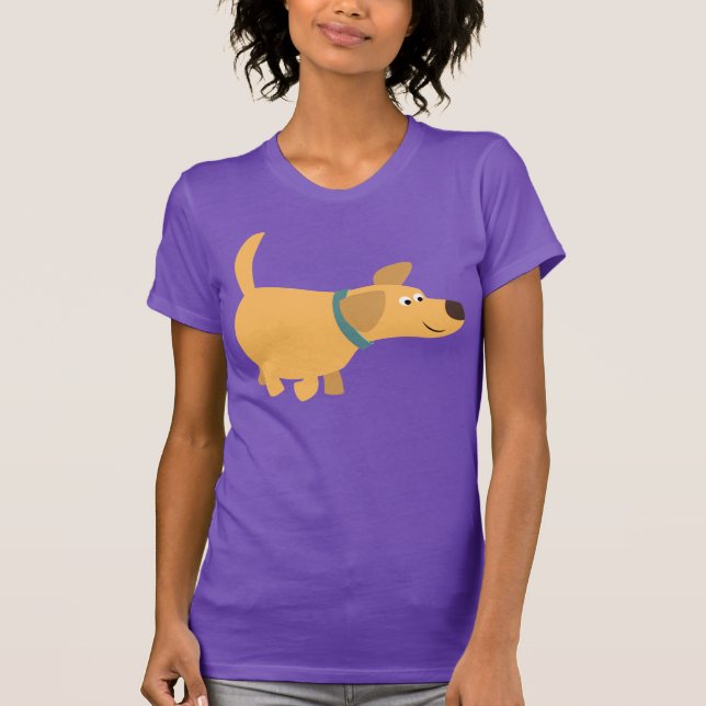 Cute Tecknad Gult Labrador Women T-Shirt (Framsida)