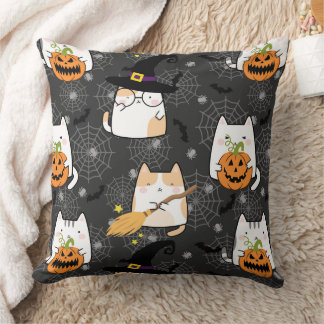 Cute Tecknad Halloween Cat Kudde