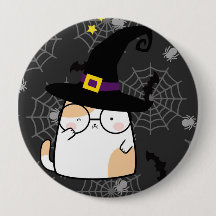 Cute Tecknad Halloween Cat med glas