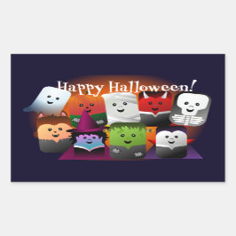 Cute Tecknad Halloween monosterkräkningar Rektangulärt Klistermärke