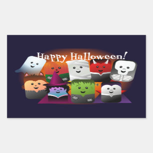 Cute Tecknad Halloween monosterkräkningar Rektangulärt Klistermärke