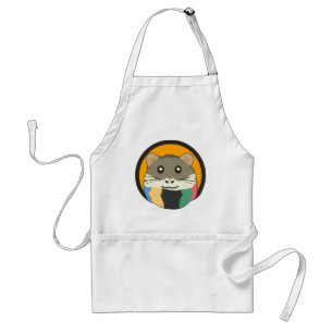 Cute tecknad hamster med flerfärgad scarf förkläde
