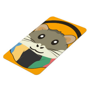 Cute tecknad hamster med flerfärgad scarf magnet