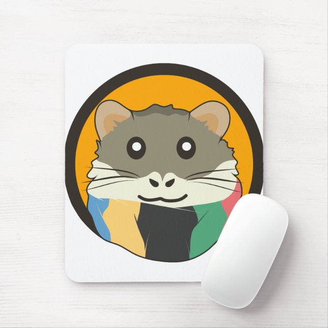 Cute tecknad hamster med flerfärgad scarf musmatta (Med mus)