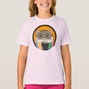 Cute tecknad hamster med flerfärgad scarf t shirt