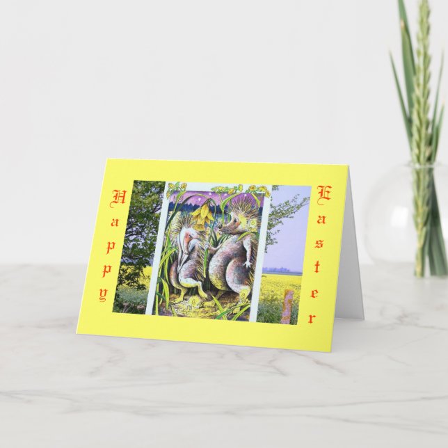 Cute Tecknad Hedgehog Card - Påsk Helgkort (Framsida)
