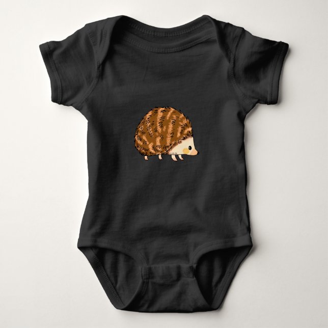 Cute Tecknad Hedgehog Illustration T Shirt (Framsida)