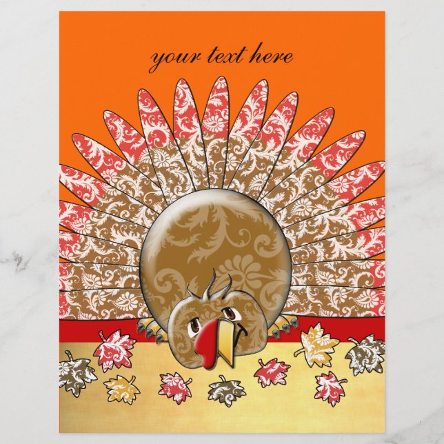 Cute Tecknad Helgdag Turkiet Reklamblad (Framsidan)