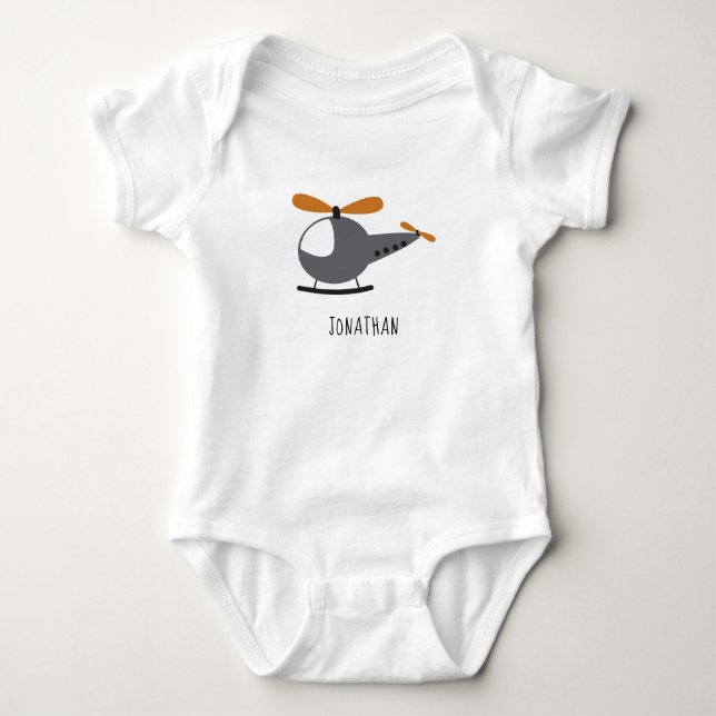 Cute Tecknad Helicopter & Kid Boy Namn Aviation T Shirt (Framsida)