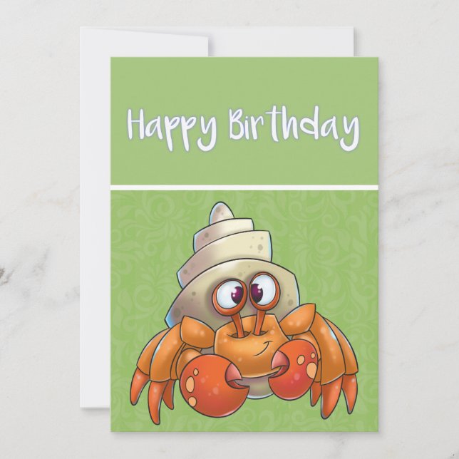 Cute tecknad Hermit Crab Birthday Card Tack Kort (Framsida)