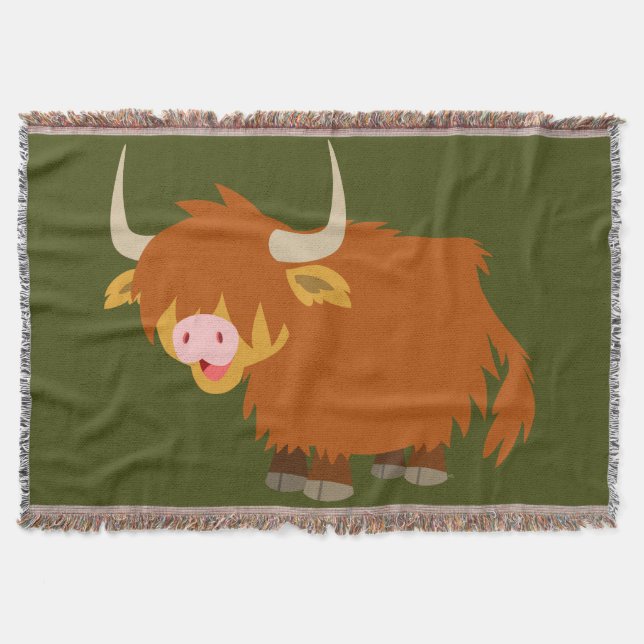 Cute Tecknad Highland Cow Mysfilt (Framsidan)