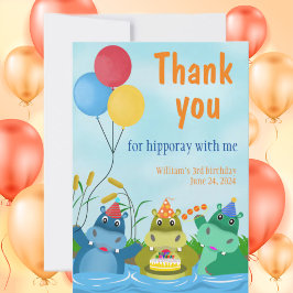 Cute Tecknad Hippo Birthday Tack du-kort
