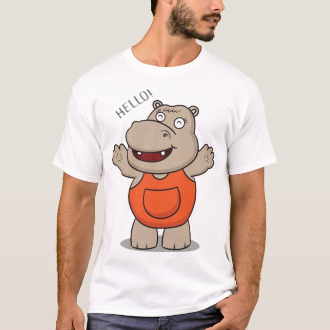 Cute tecknad hippo t shirt (Framsida)