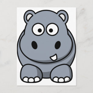 Cute Tecknad Hippo Vykort