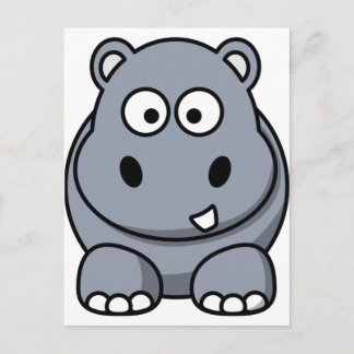 Cute Tecknad Hippo Vykort