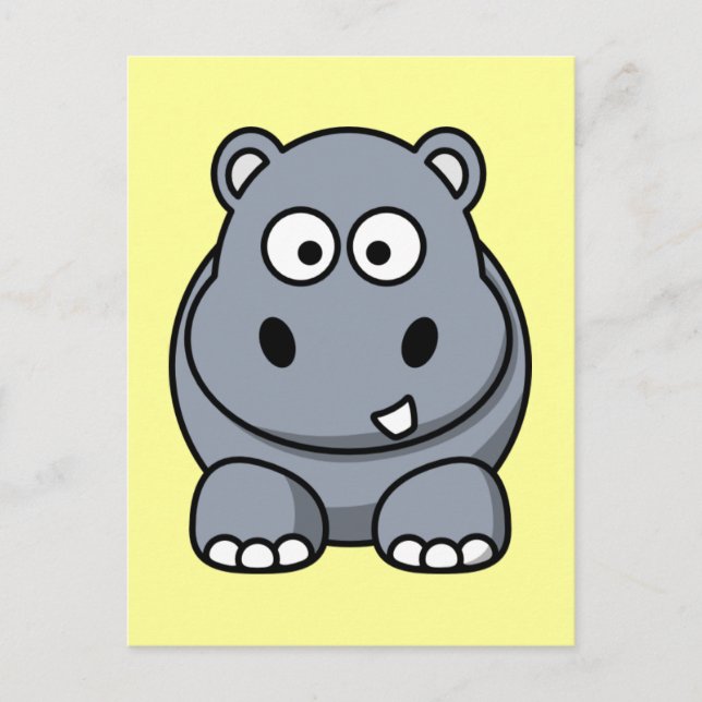 Cute Tecknad Hippo Vykort (Framsida)