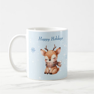 Cute Tecknad Hjort i Snö Kaffemugg