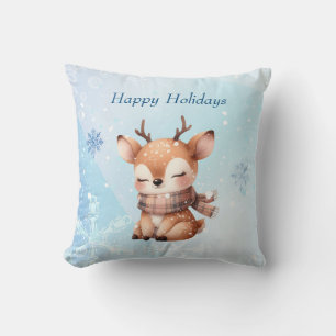 Cute Tecknad Hjort i Snö Kudde