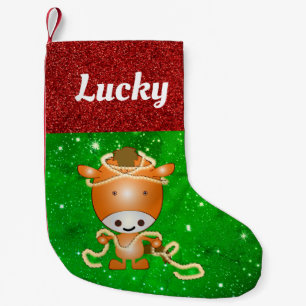 Cute Tecknad Horse Pony Pet Namn Festive Liten Julstrumpa