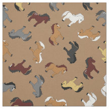Cute Tecknad Horses Kids Light Brown