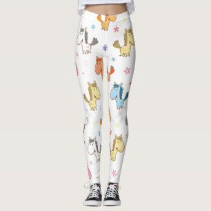 Cute Tecknad Horses Leggings