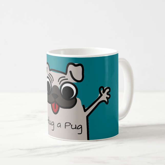 Cute Tecknad Hug a Pug Kaffemugg (Framsida höger)