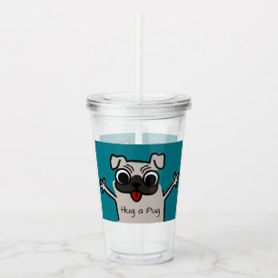 Cute Tecknad Hug a Pug Take Away Mugg