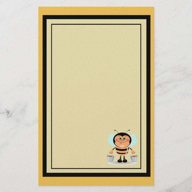 Cute Tecknad Humla bär honungsfickor Brevpapper (Framsida)