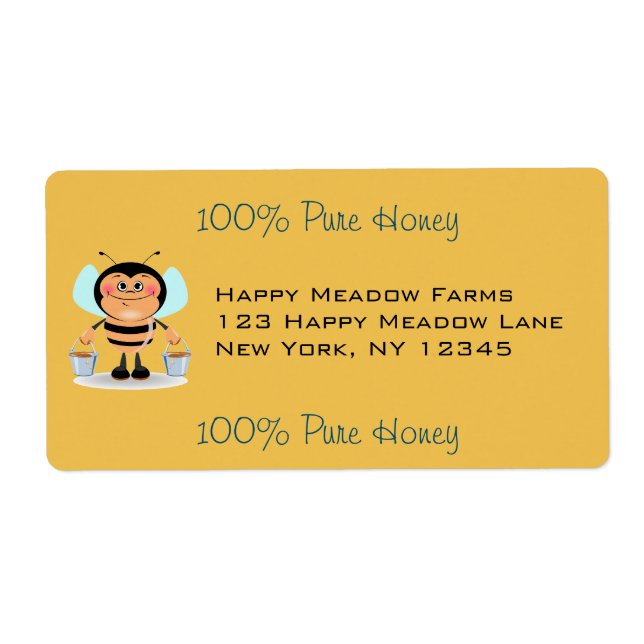 Cute Tecknad Humla bär honungsfickor Fraktsedel (Framsidan)