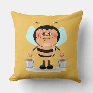 Cute Tecknad Humla bär honungsfickor Kudde