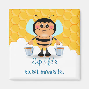 Cute Tecknad Humla bär honungsfickor Magnet