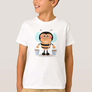 Cute Tecknad Humla bär honungsfickor Tee Shirt