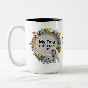Cute Tecknad hund 2-Tone Mugg (15 oz)