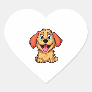 Cute tecknad hund 3 hjärtformat klistermärke