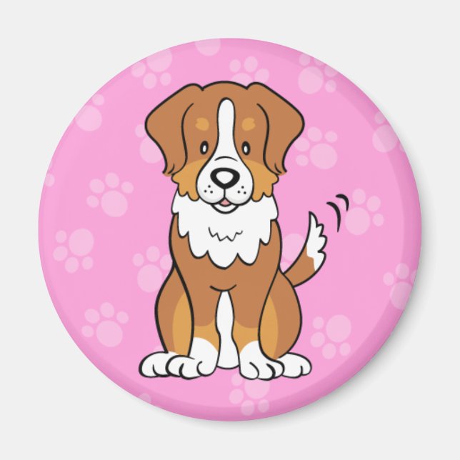 Cute Tecknad hund Australian shepherd Magnet (Framsidan)