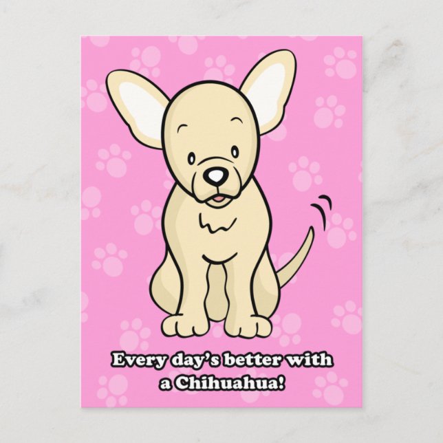 Cute Tecknad hund Chihuahua-vykort Vykort (Framsida)