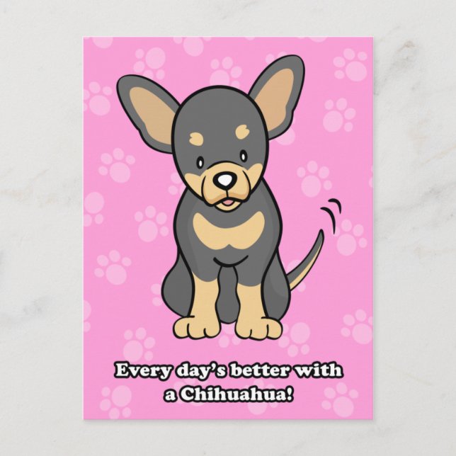 Cute Tecknad hund Chihuahua-vykort Vykort (Framsida)
